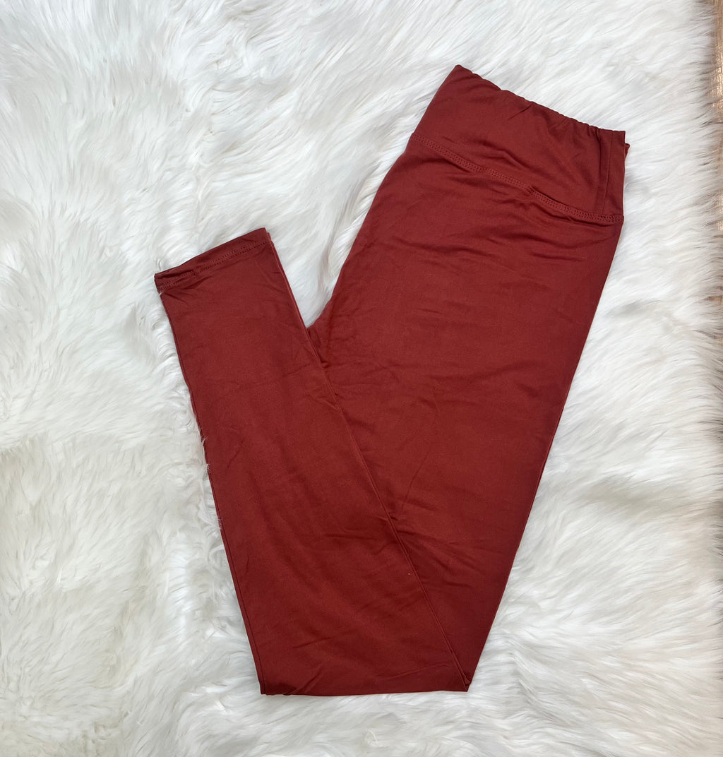 Women’s Ultra Soft Pull on Leggings in Marsala Full Length