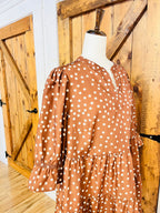 Women’s Evermmee Mocha Brown Polka Dot Curvy Dress- True to Size