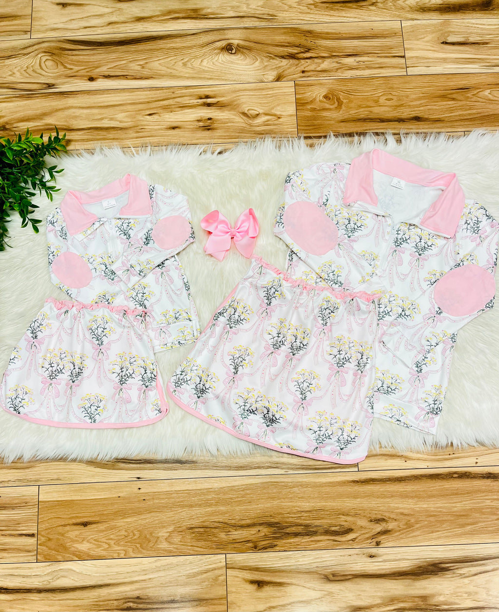 Girl’s Light Pink Floral Bow Skort Outfit