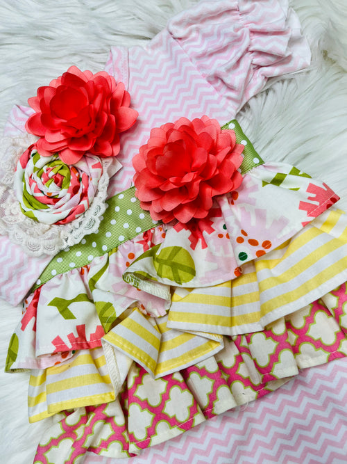 Girls Haute Baby Mae Garden Outfit and Headband Set