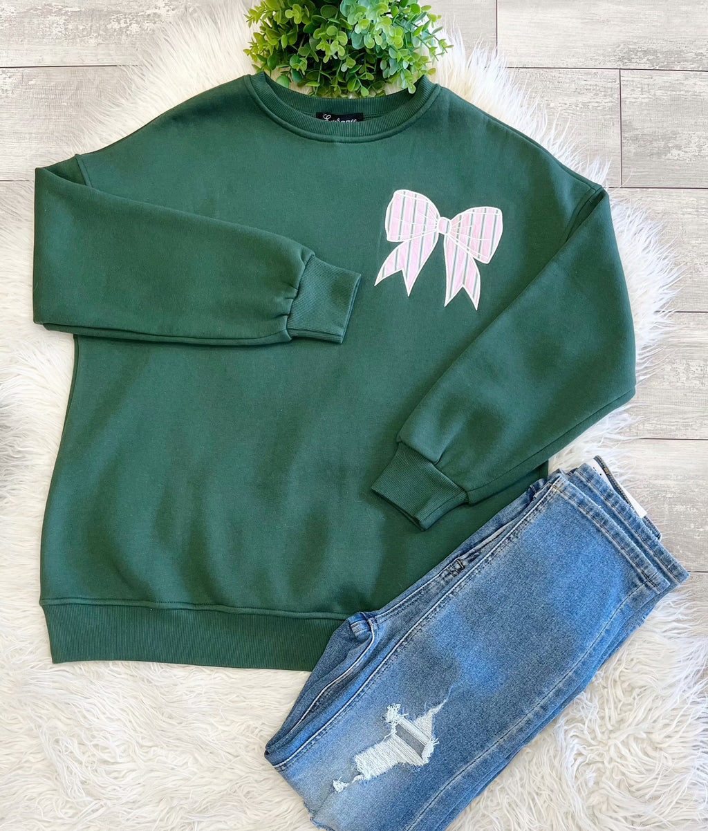 Women’s Evermmee Pink & Green Bow Sweatshirt - True to Size