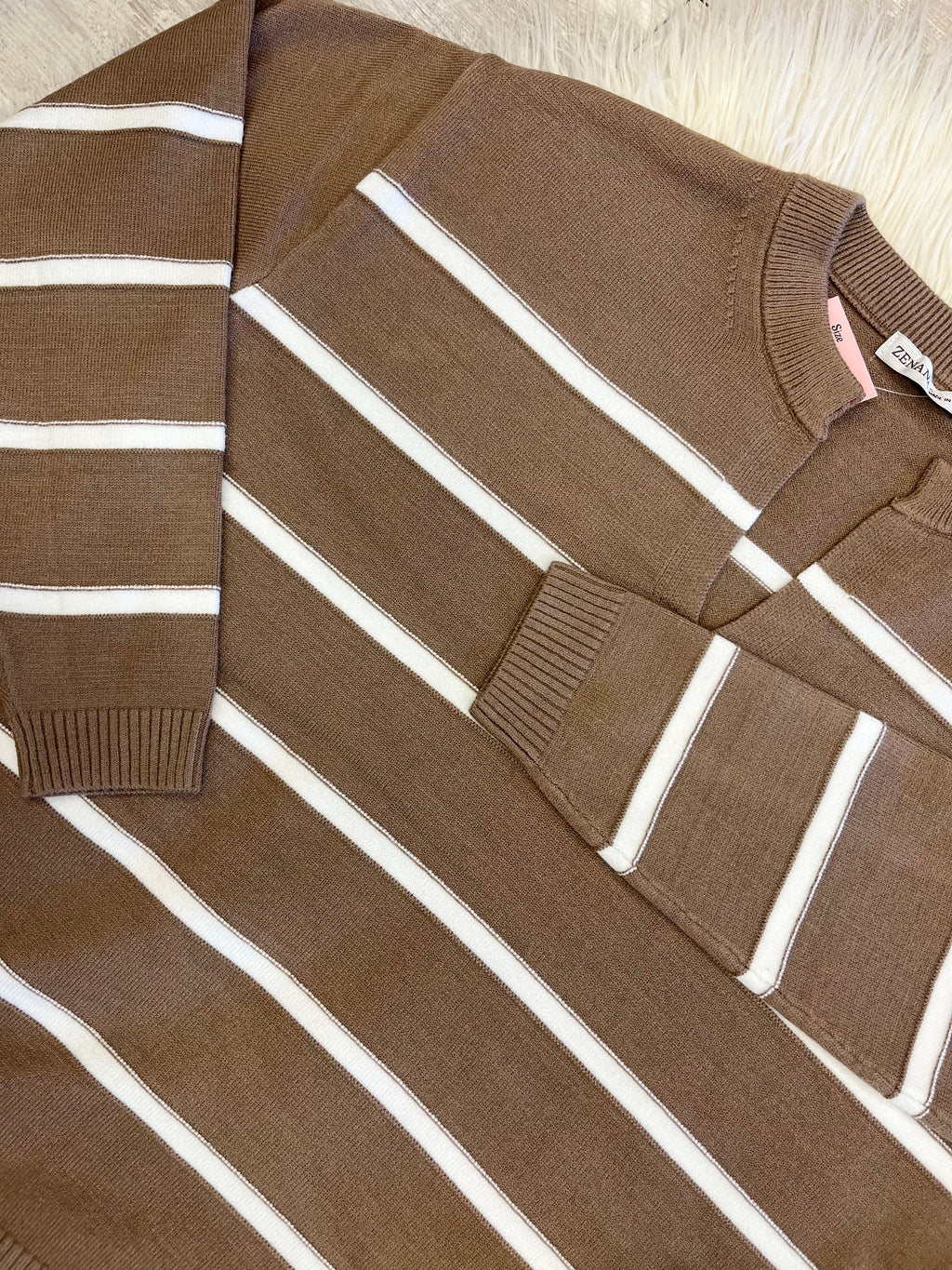 Women’s Zenana Trinity V-Neck Sweater In Mocha -True to Size