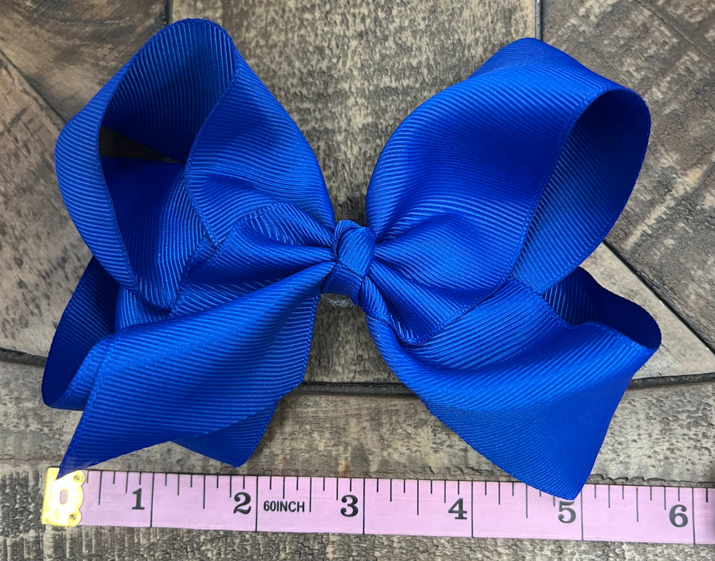Hair Bow 6” Alligator Clip - Royal Blue