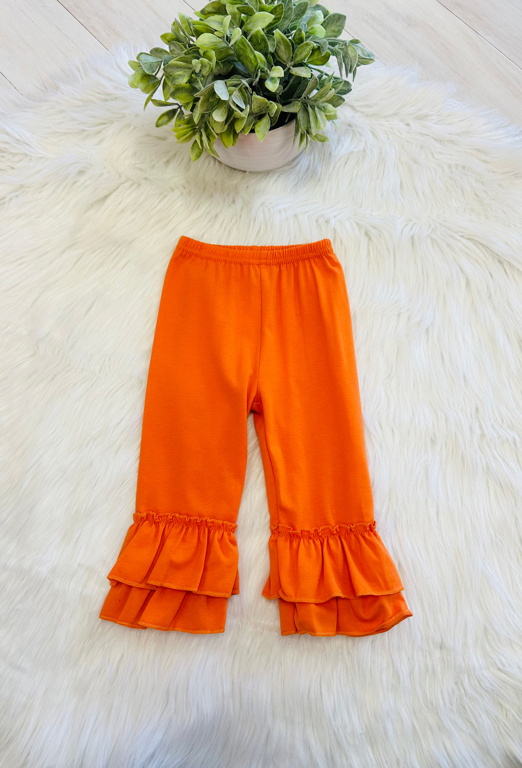 Girl’s Orange Floral Pumpkin Ruffle Pant Set