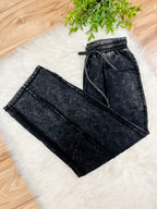 Women’s Evermmee Petite Black Acid Wash Pants- Loose Fit