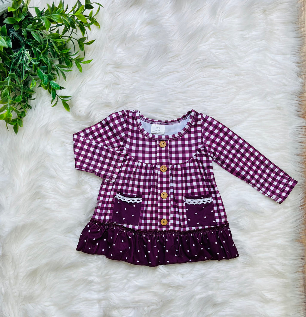 Girl’s Plum Gingham Outfit Set