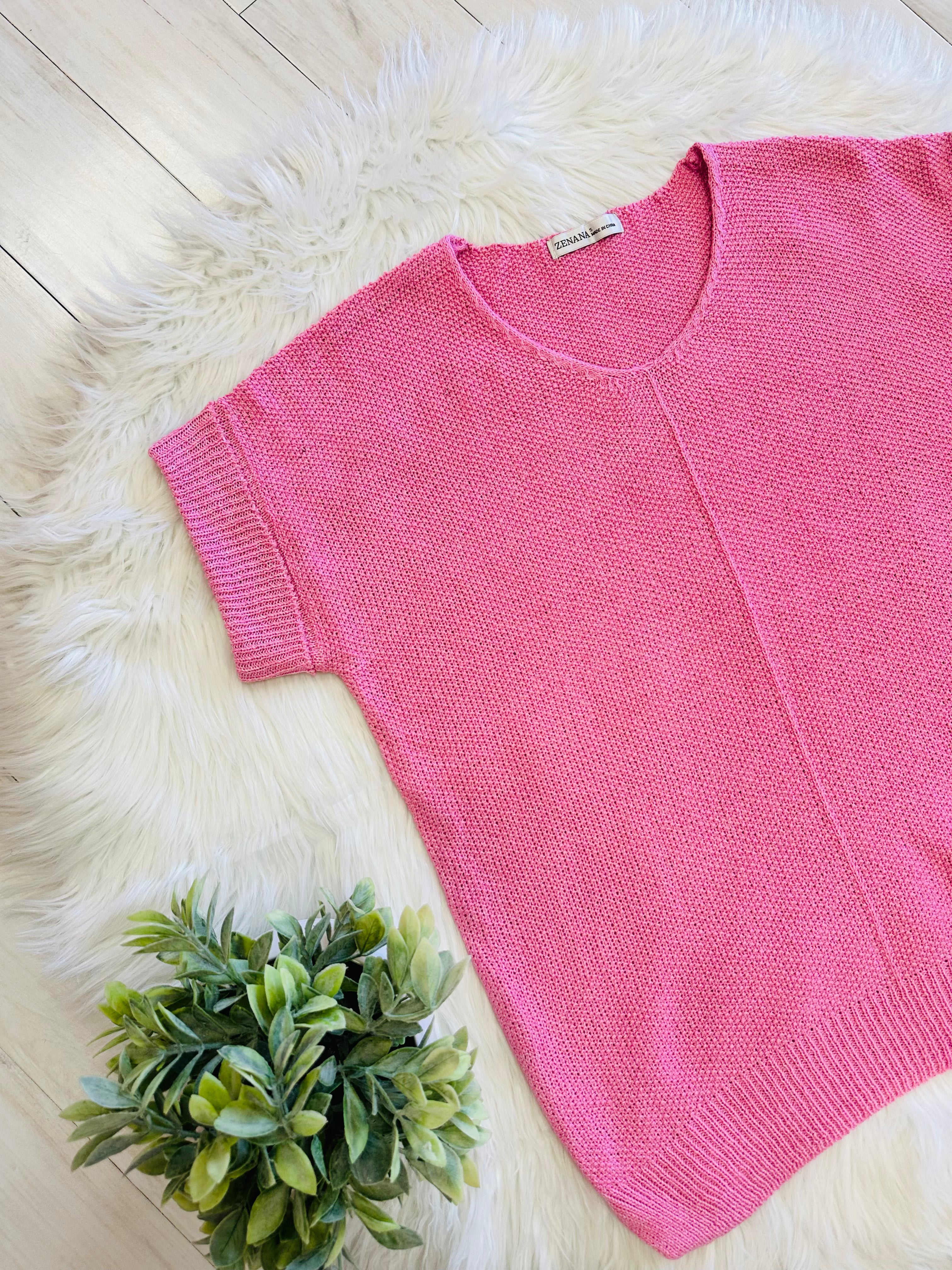 Women’s Zenana Pink Cuff Sleeve Sweater Top
