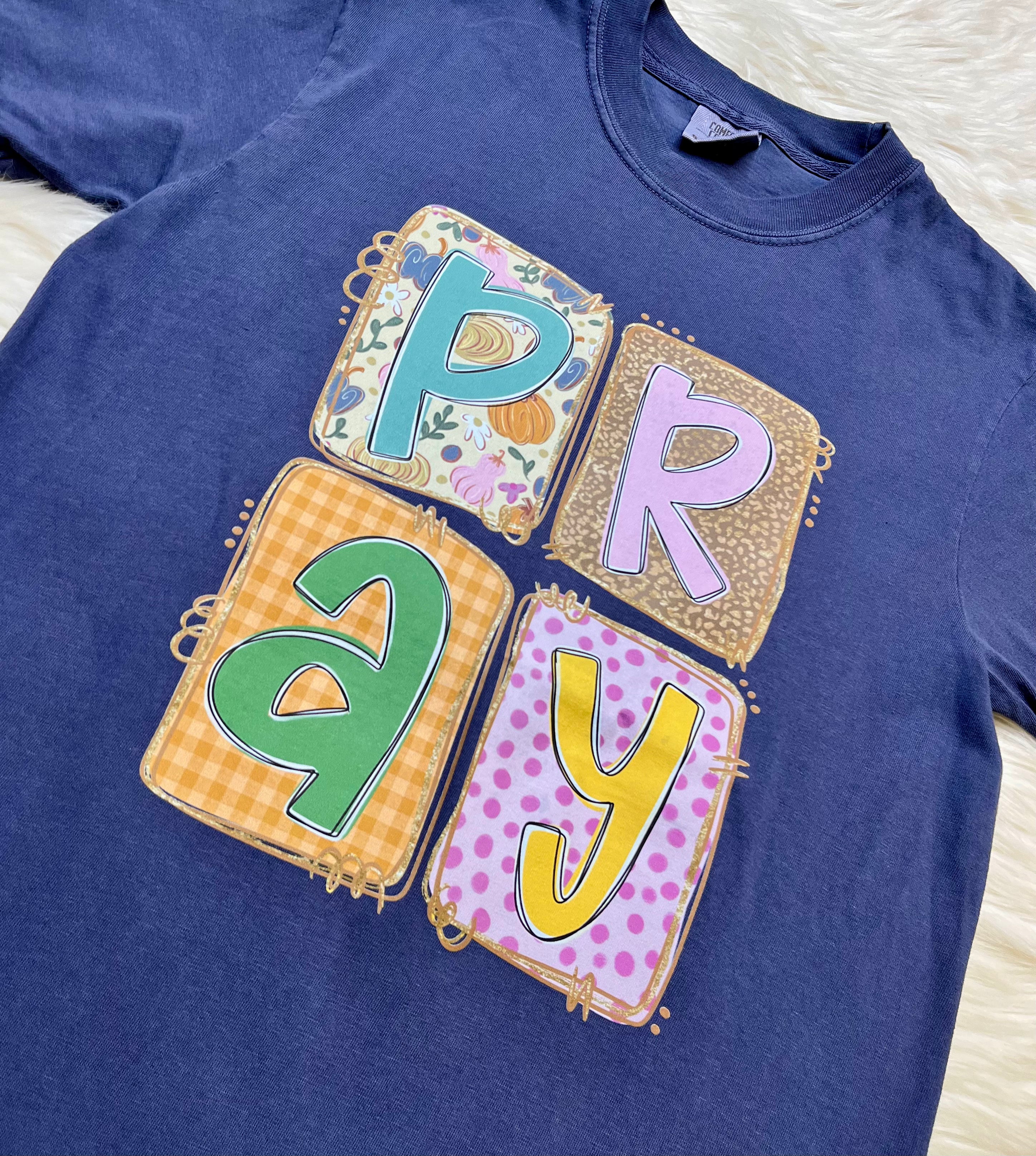 Women’s Comfort Color Patchwork Pray Tee