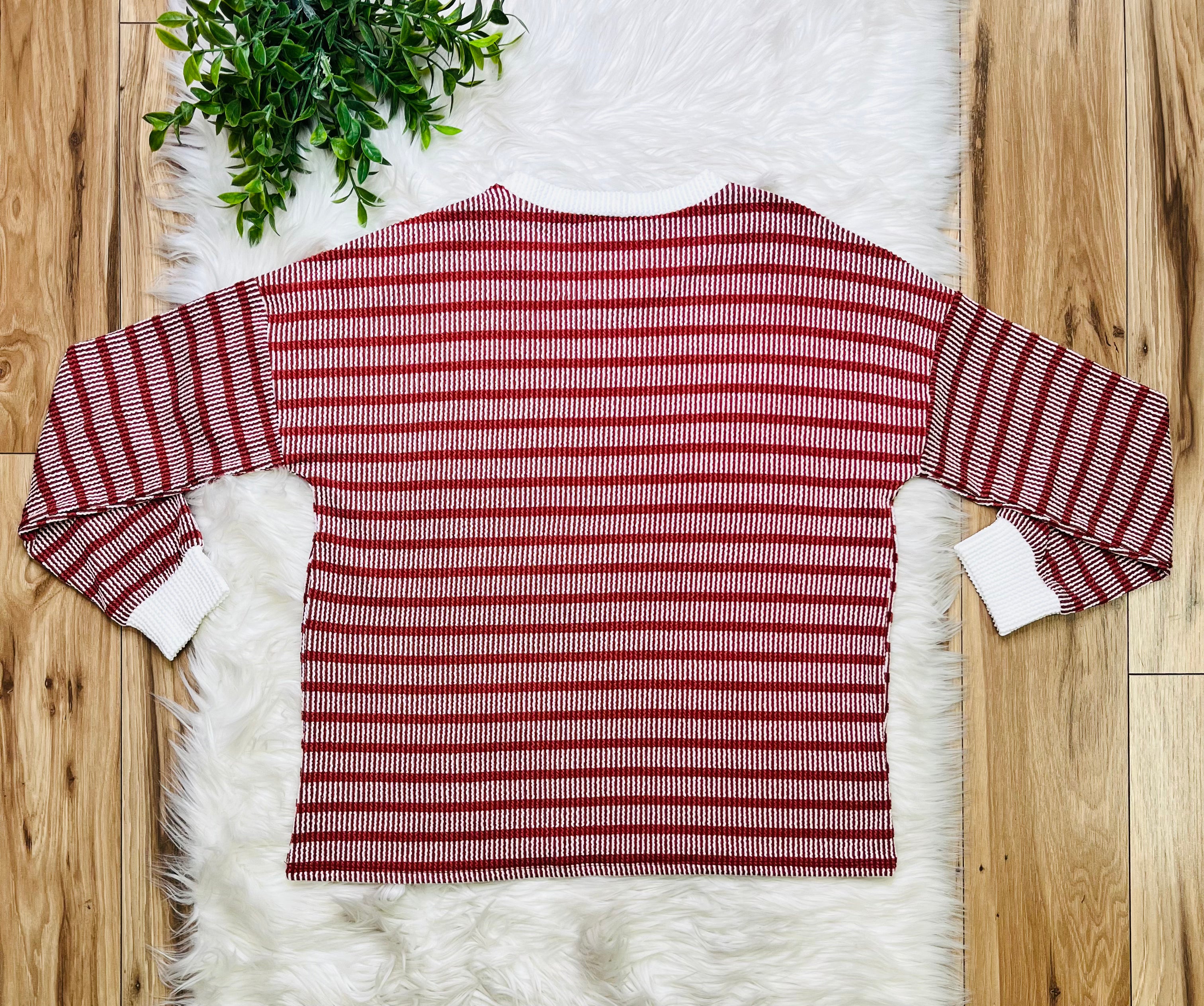 Women’s Zenana Rust Striped Ribbed Pant Set