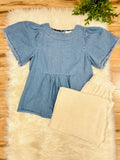 Women’s Umgee Stone Wash Denim Peplum Top- True to Size