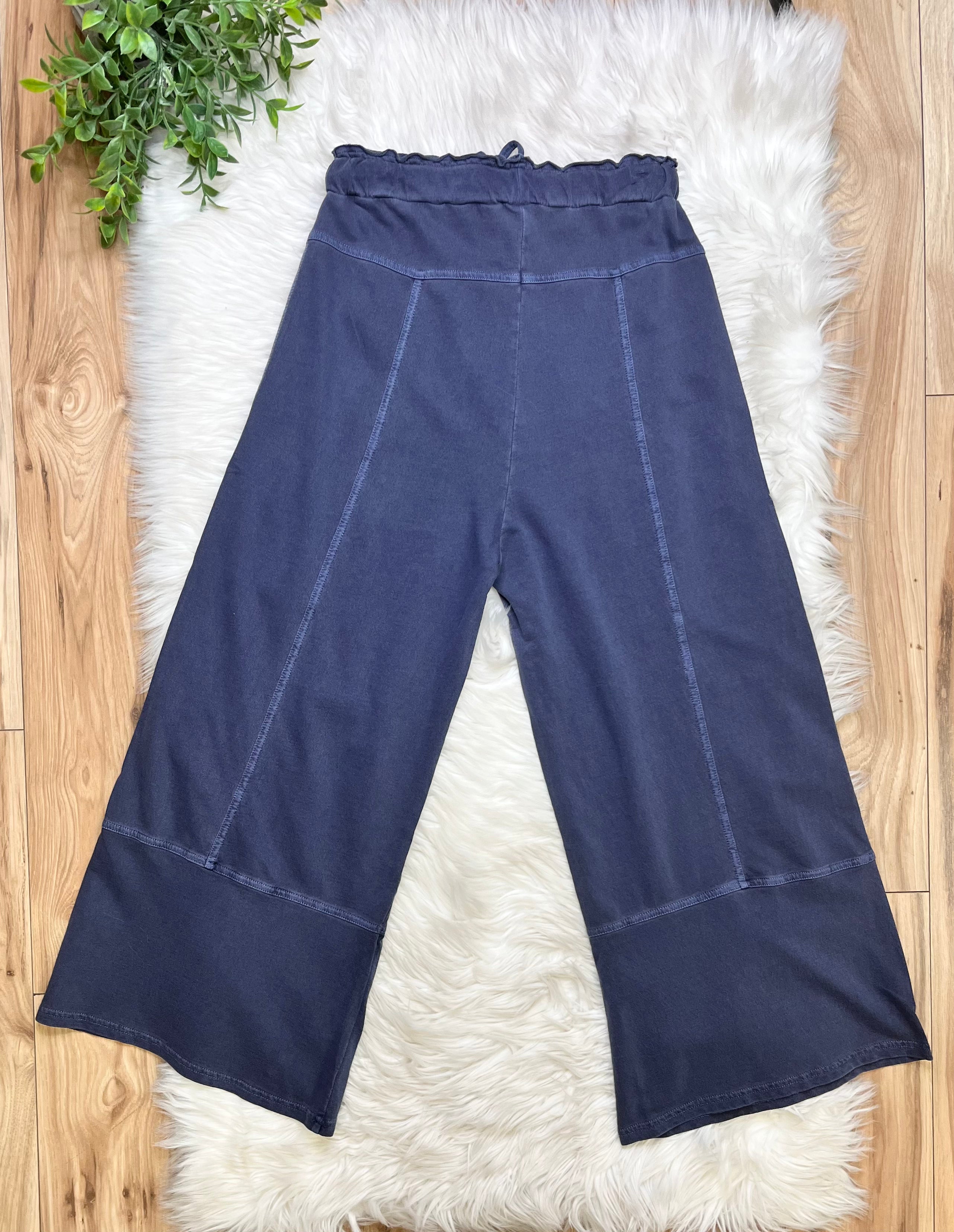 Women’s Zenana Exposed Seam Navy Drawstring Pants- True to Size