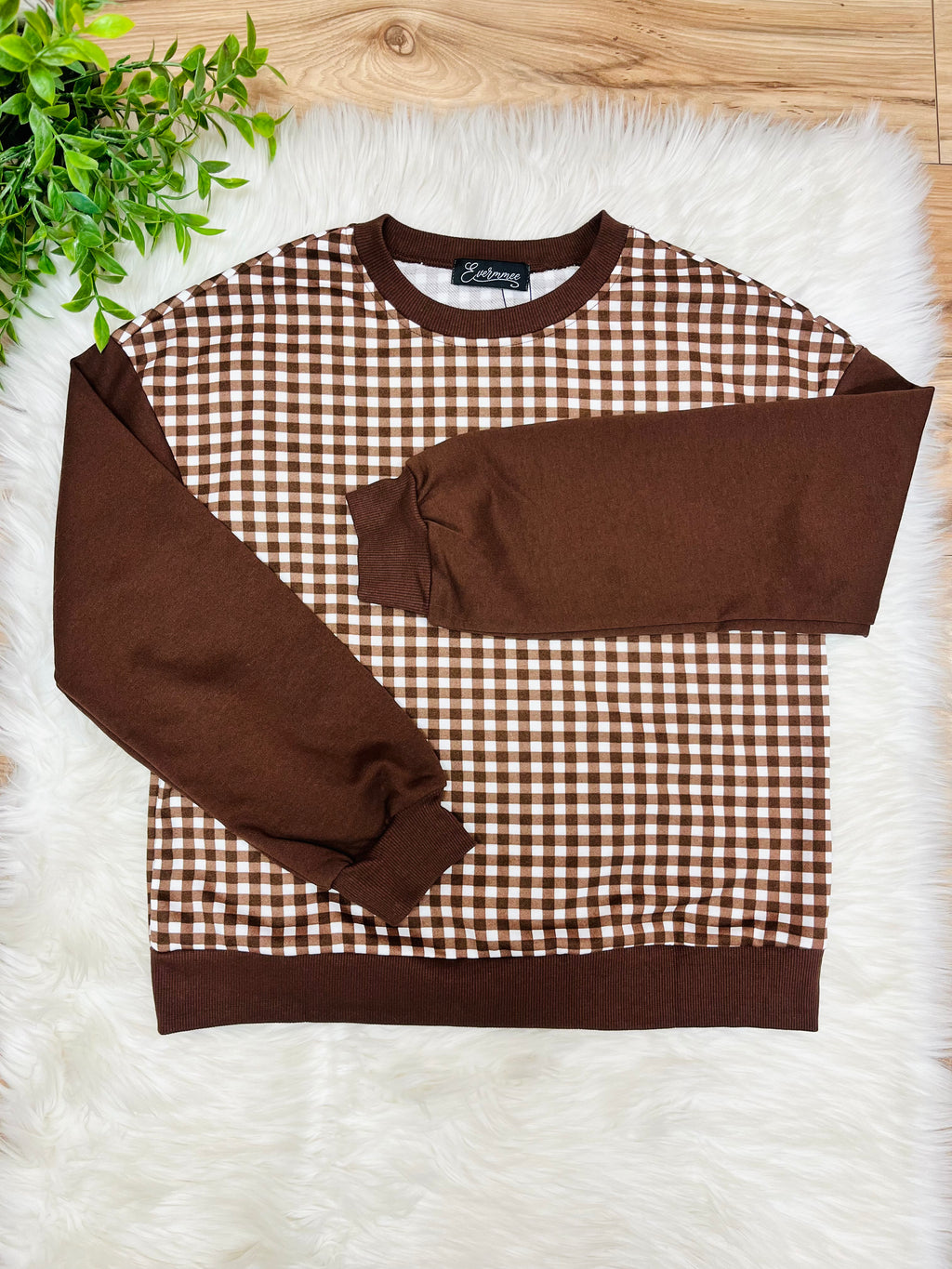 Women’s Evermmee Brown Gingham Print Set-True to Size