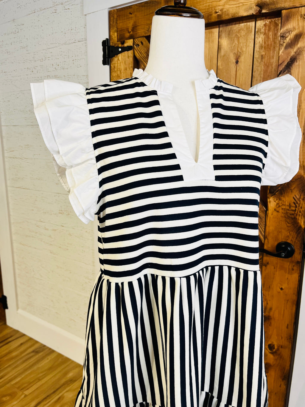 Women’s Navy Stripe Babydoll Dress