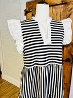 Women’s Navy Stripe Babydoll Dress