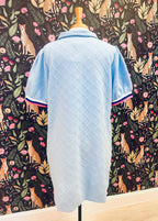 Women’s Evermmee Curvy Blue Textured Dress with Half Zip and Pockets