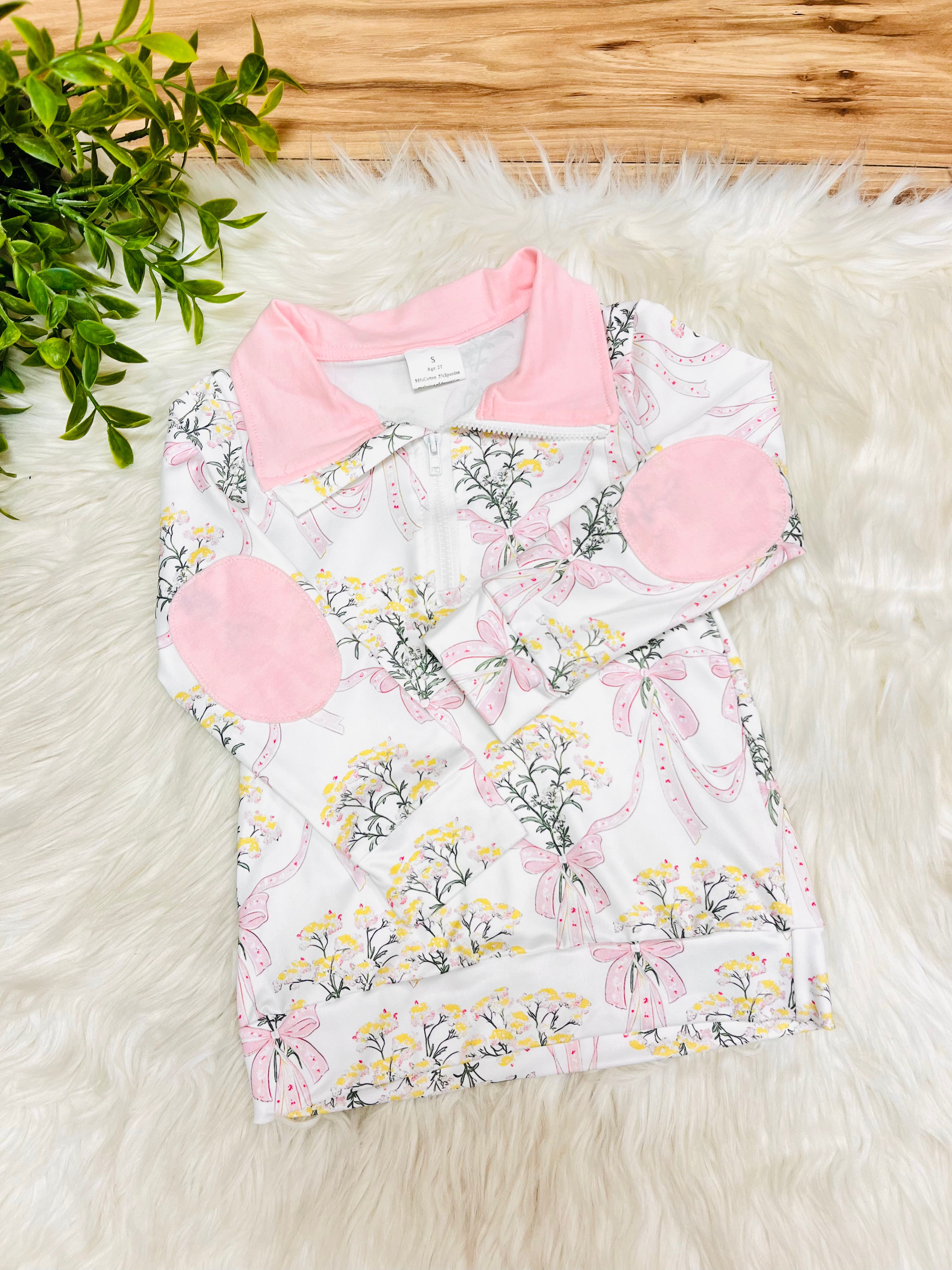 Girl’s Light Pink Floral Bow Skort Outfit