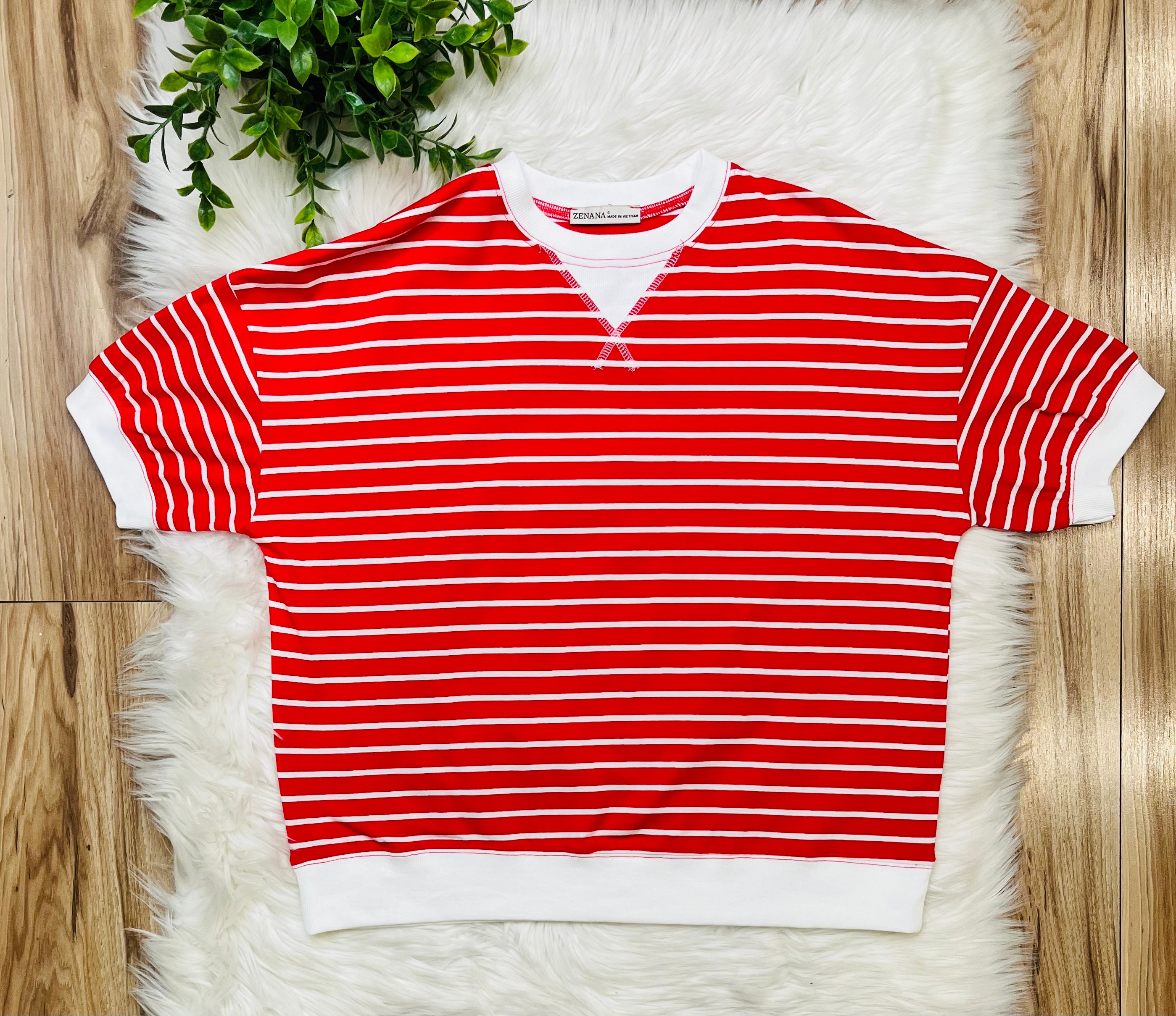 Women’s Zenana Ruby Red Striped Top