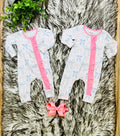 Girl’s Pink and Blue Bow Zipper Romper
