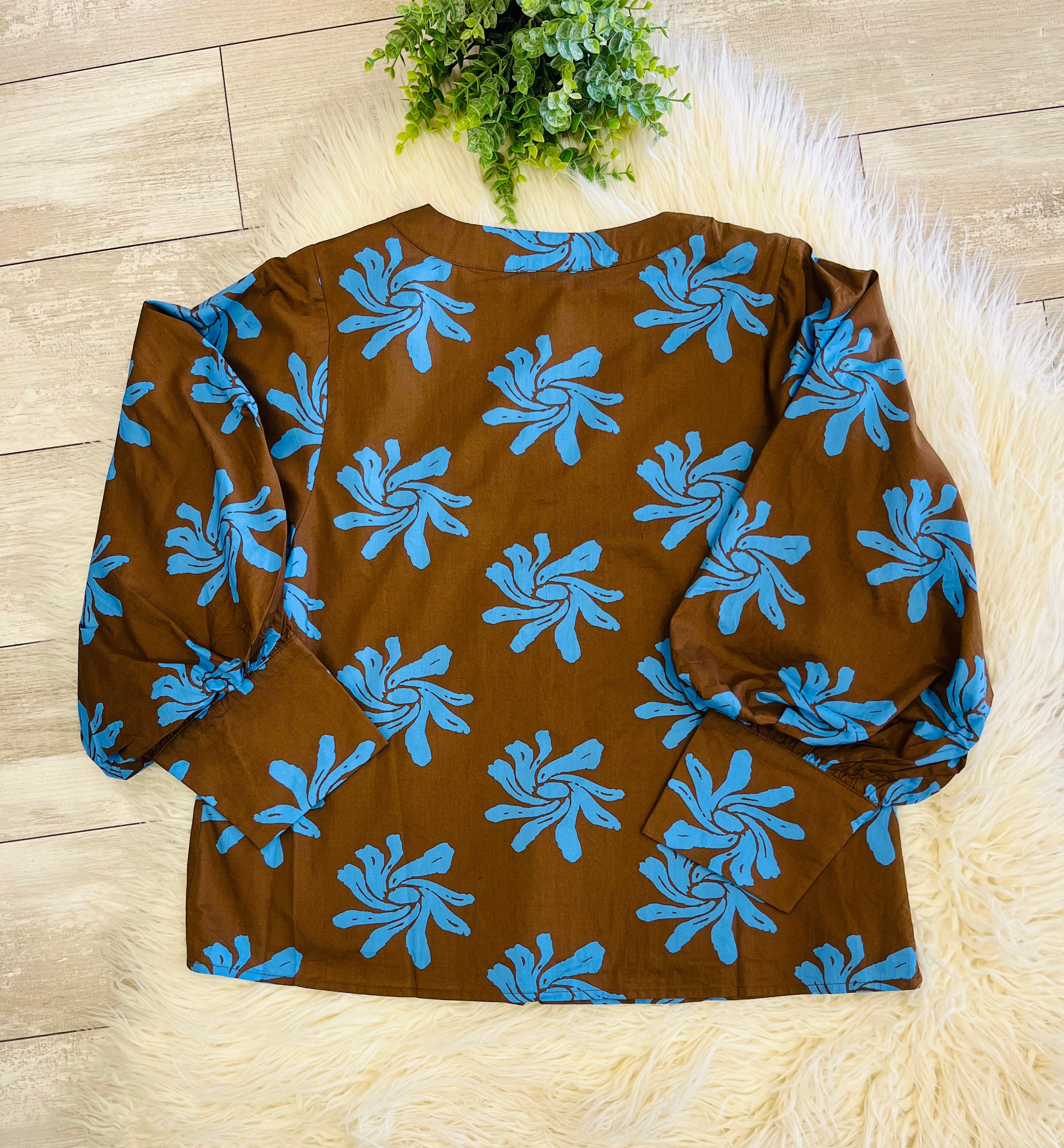 Women’s Jodifl Brown & Blue Floral Top - True to size