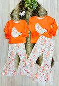 Girls Orange Chicken Floral Outfit