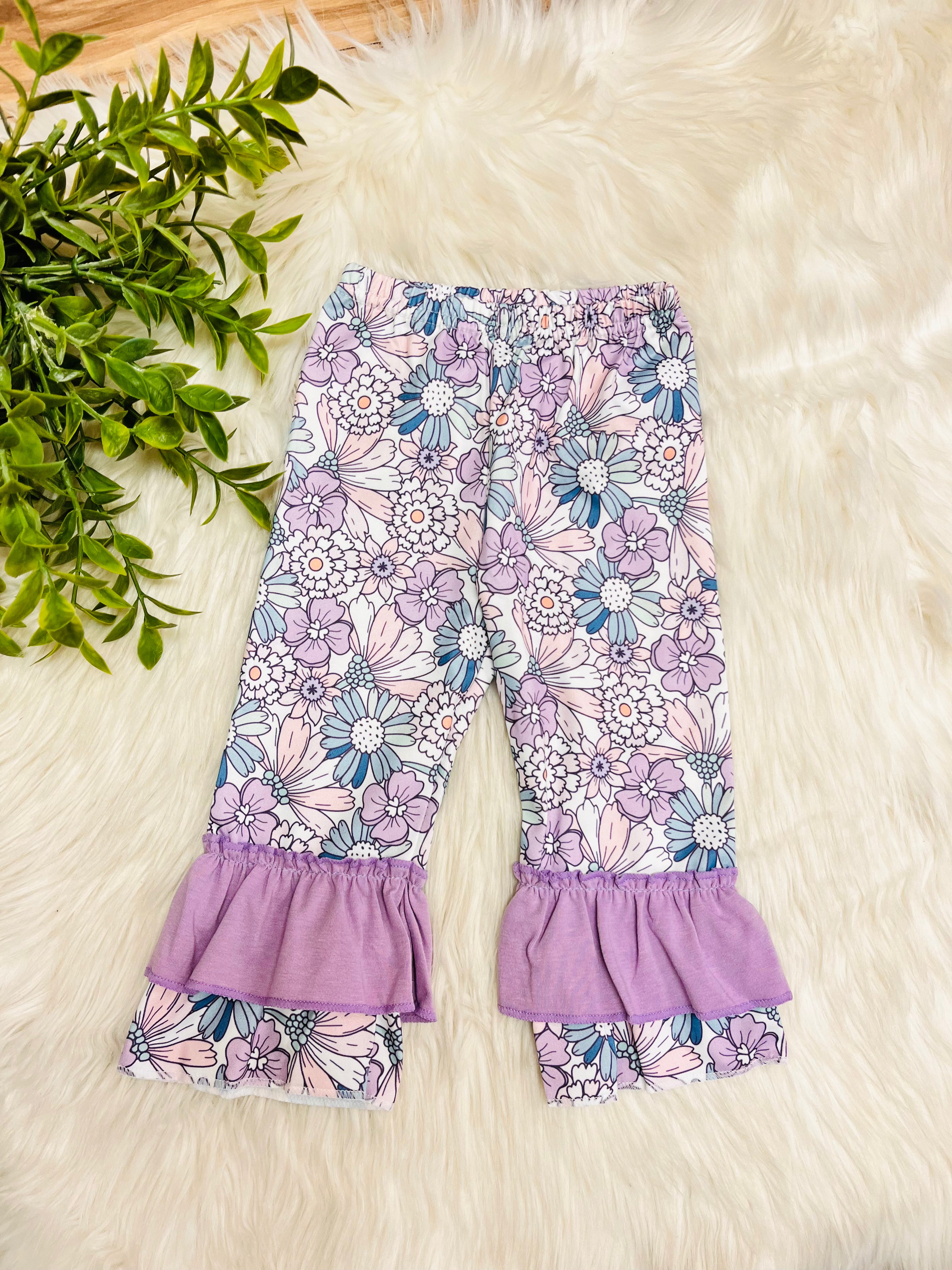 Girl’s Purple Floral Bow Outfit