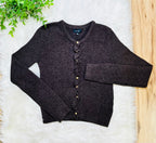 Women’s Love Tree Brown Gold Button Up Sweater Top- True to Size