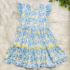 Girls Sunny Lemon Gingham Ruffle Dress