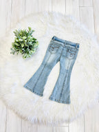 Girls Light Wash Flare Jeans