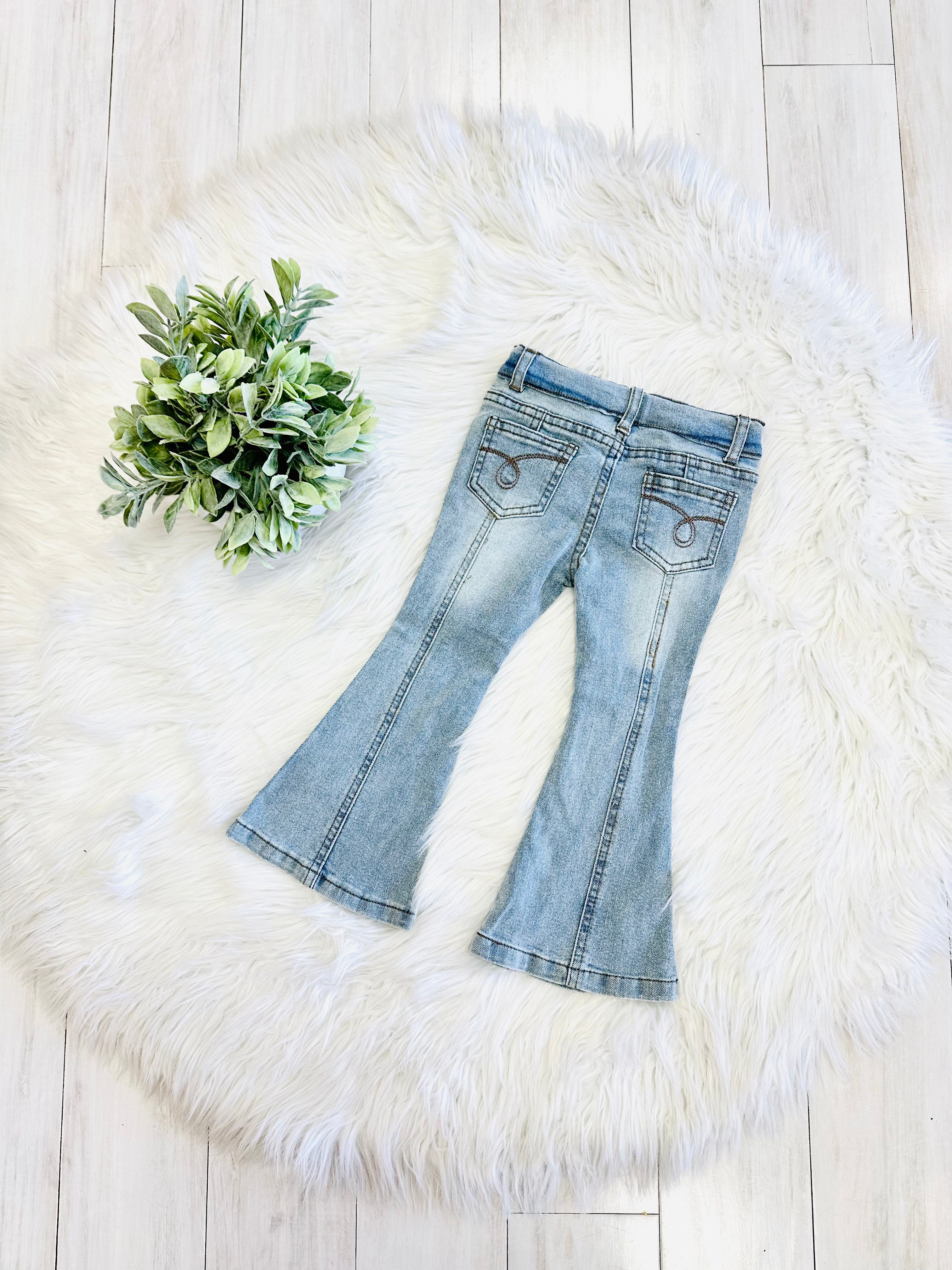Girls Light Wash Flare Jeans