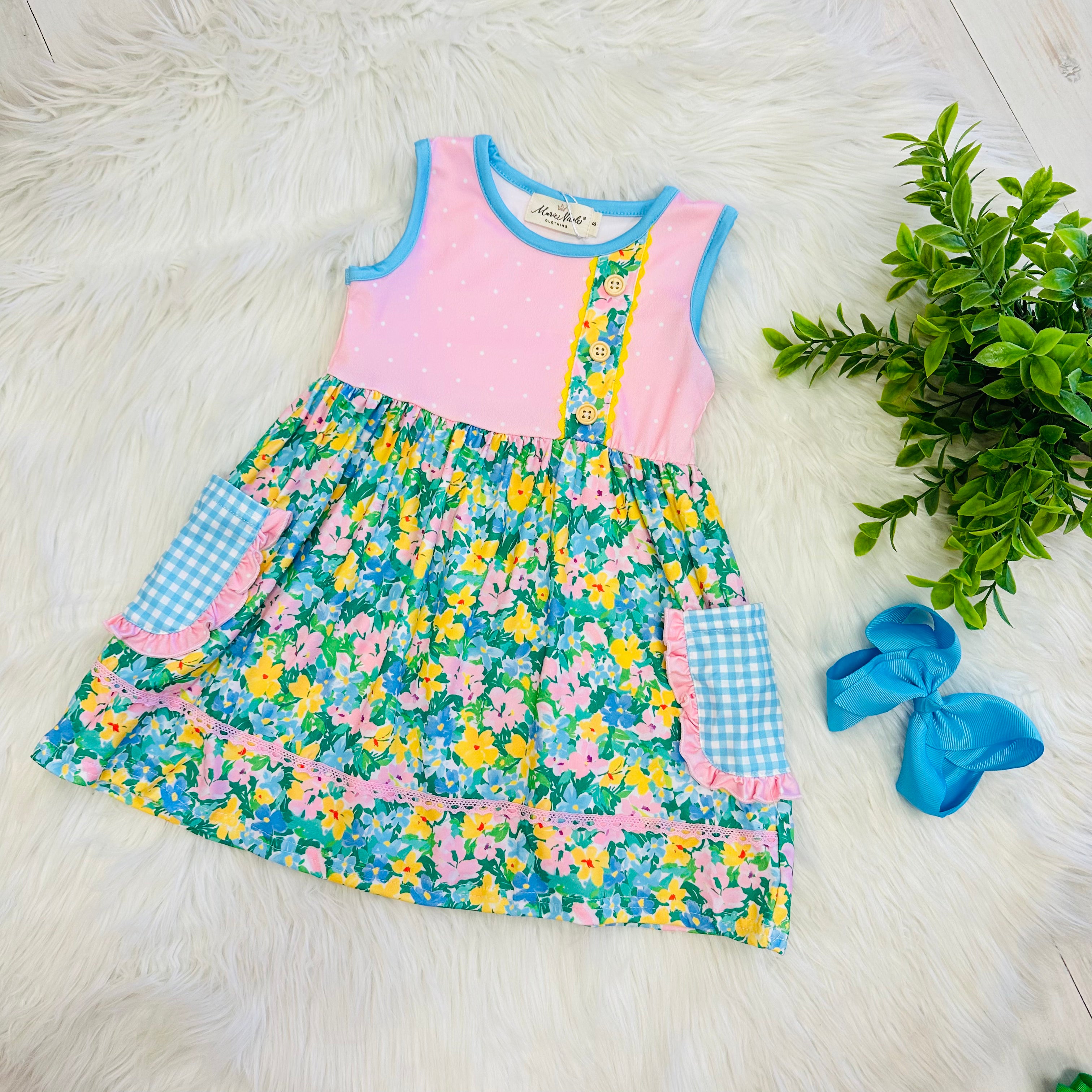 Girl’s Little Blossoms Floral Dress with Pockets