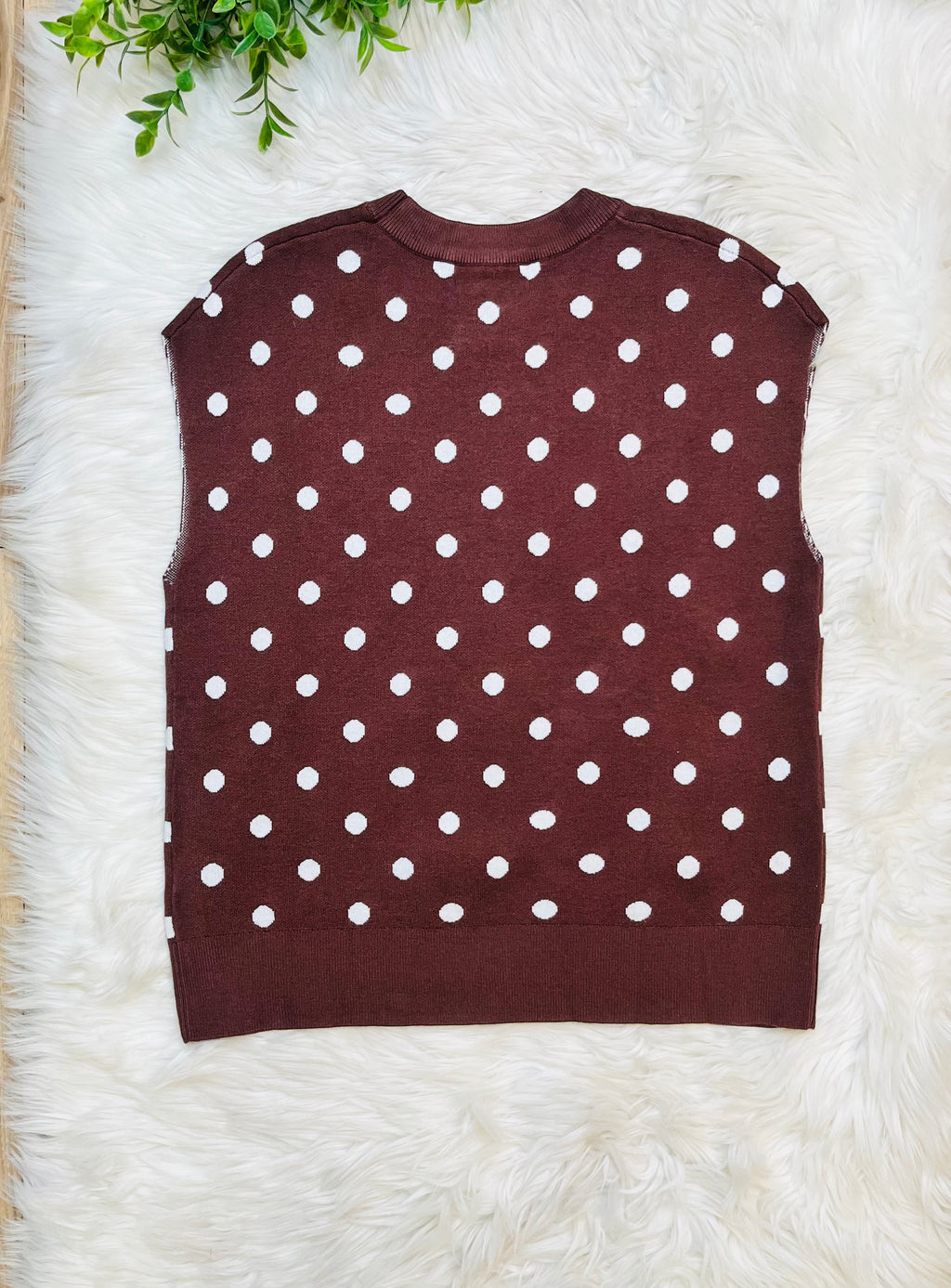 Women’s Evermmee Brown Polka Dot Vest Top