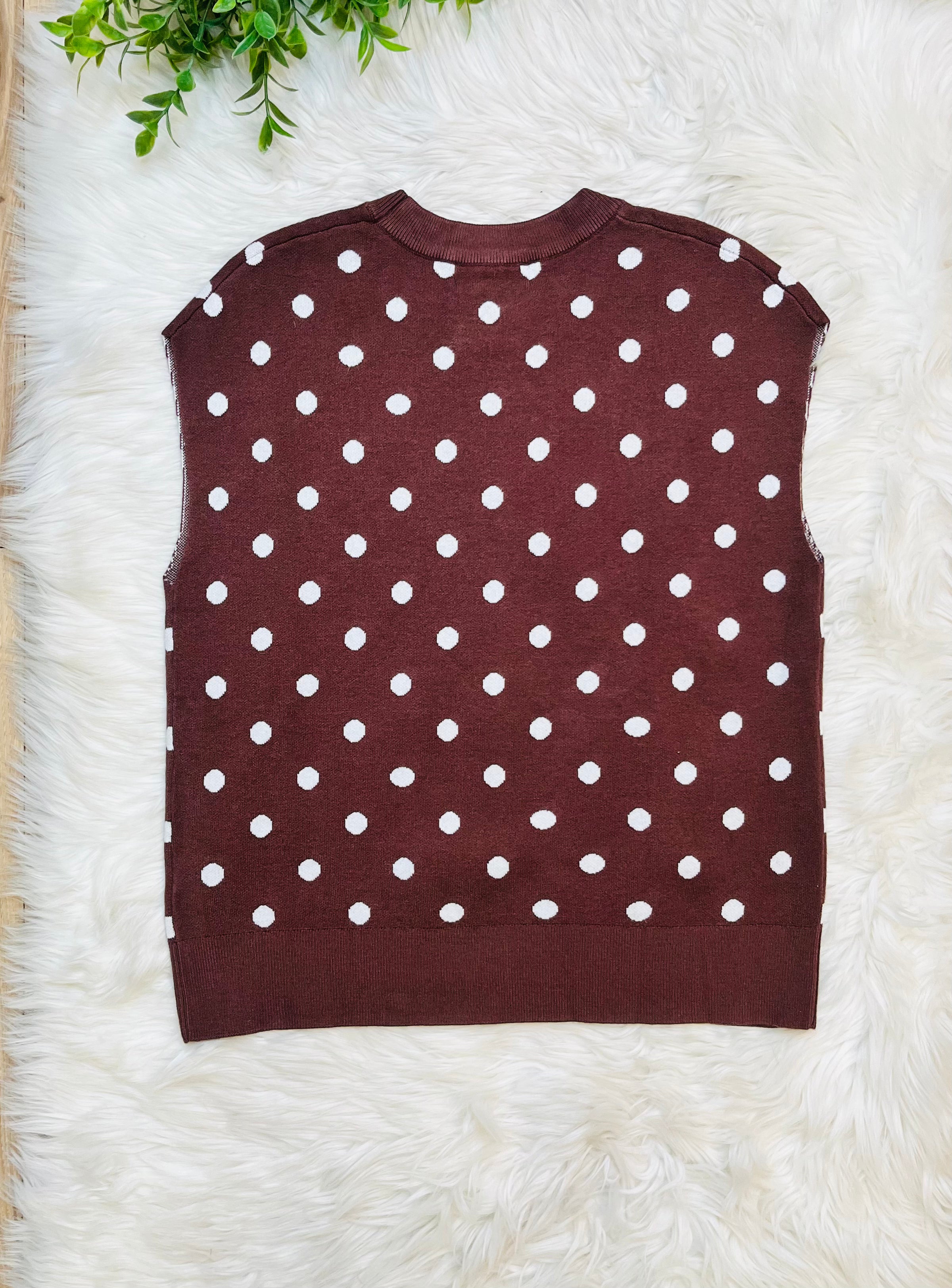 Women’s Evermmee Brown Polka Dot Vest Top