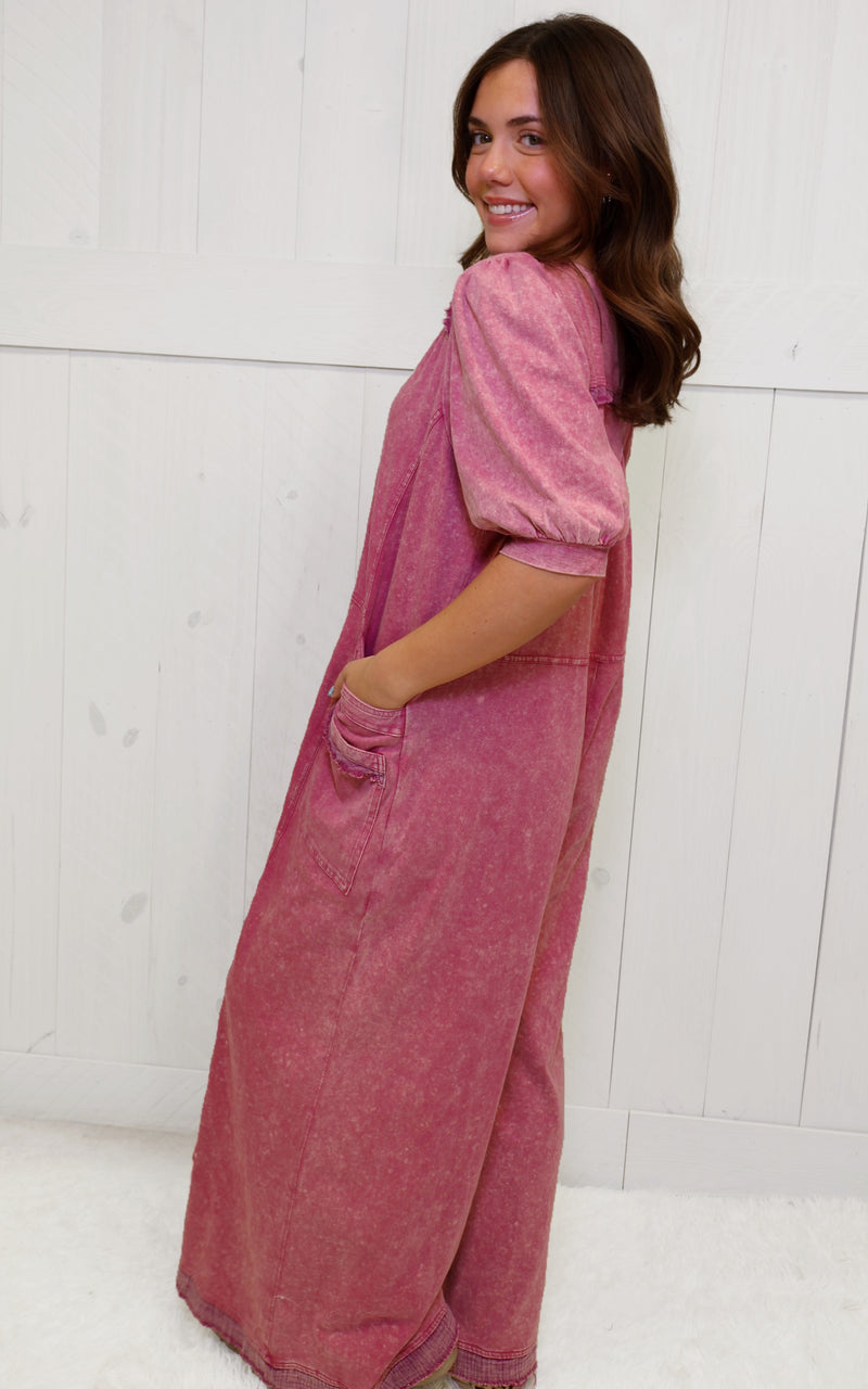 GiGiO Berry Acid Wash Jumpsuit