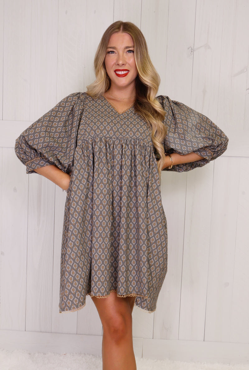 GiGiO Gray Babydoll Dress