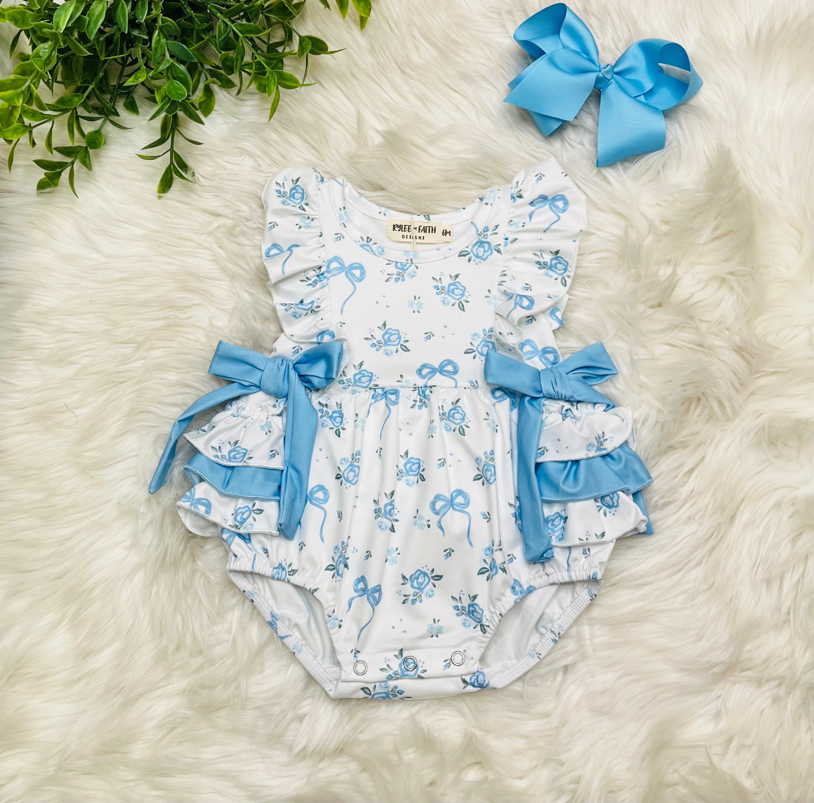 Girl’s Baby Blue Floral Romper