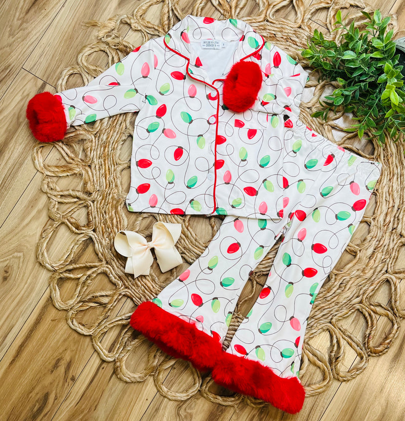 Girl’s Christmas Lights Pajama Set