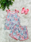 Girl’s Pink Sleeveless Floral Outfit