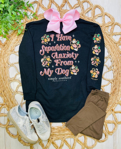 Girl's Simply Southern "I have separation anxiety from my dog" Graphic Tee - Mini Mee Boutique