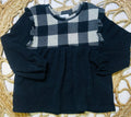 Girl’s 12PM Black and Gray Checkered Color Block Top