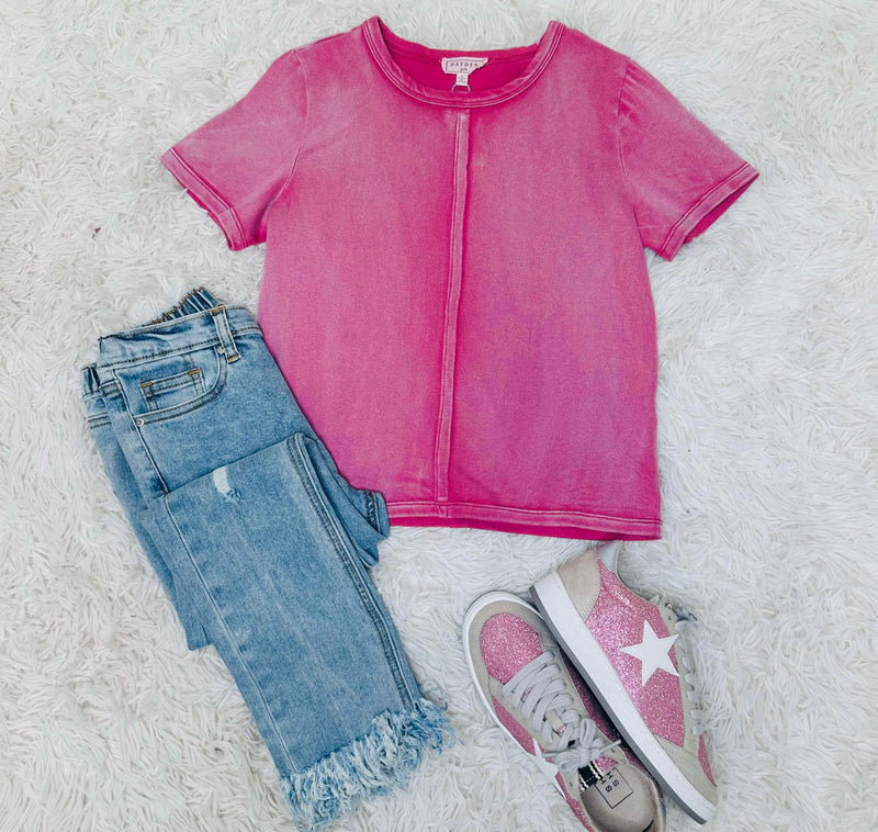 Girls Acid Wash Top