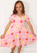Girls Apple Print Back to School Dress