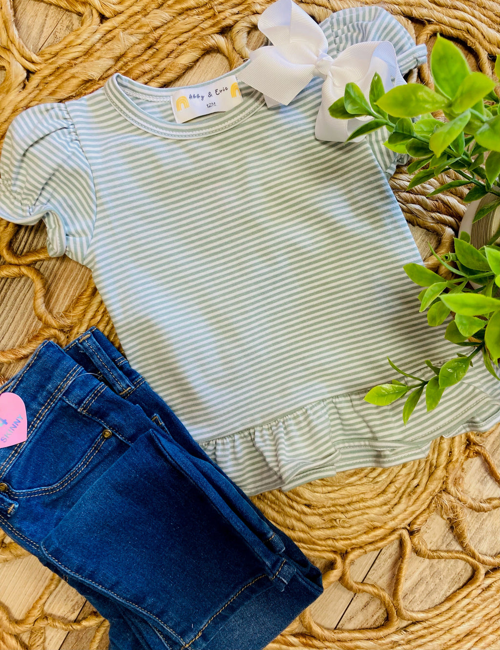 Girls Aqua Striped Cutesie Top - Mini Mee Boutique