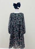 Girls Black Floral Layered Midi Dress Tween