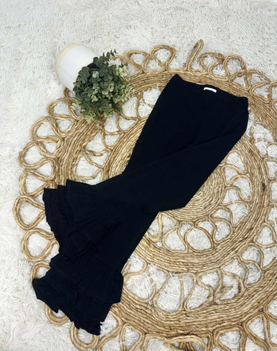 Girls Black Ruffle Pants