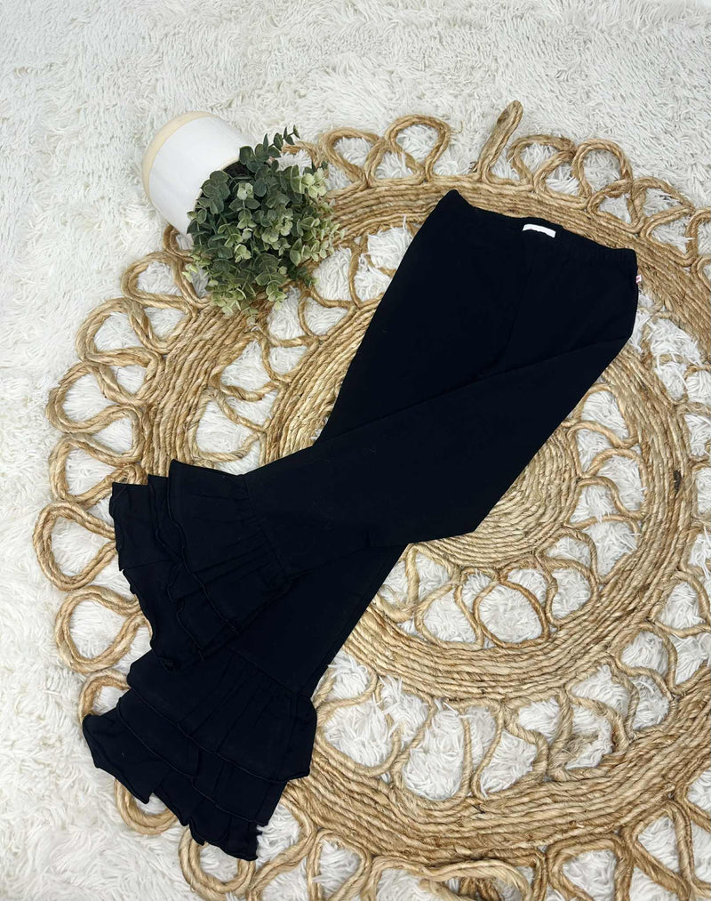 Girls Black Ruffle Pants