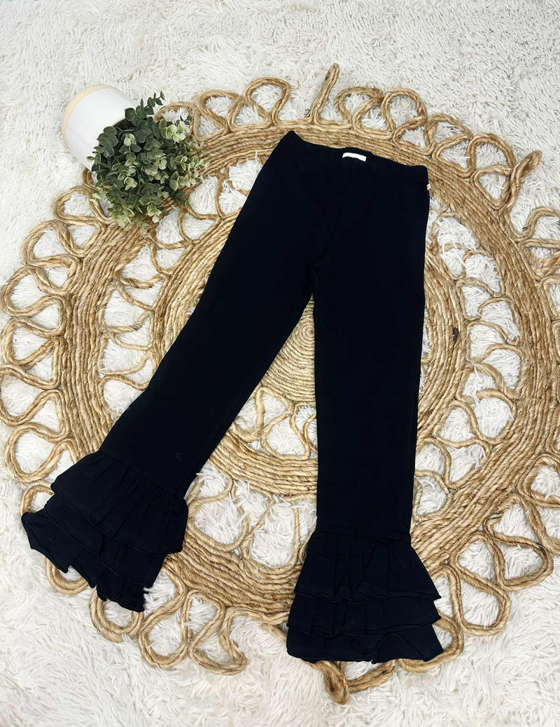 Girls Black Ruffle Pants