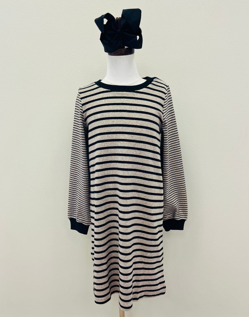 Girls Black Striped Dress
