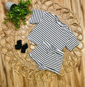 Girls Black Striped top and Ruffle Shorts Outfit Set Good Girls