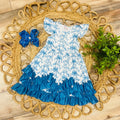 Girls Blue Bow Coquette Ruffle Maxi Dress