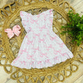 Girls Bow Coquette Ruffle Sleeve Dress